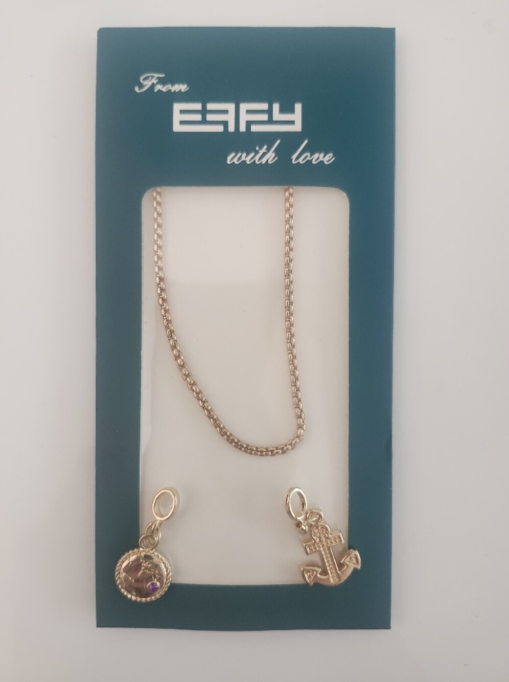Effy Rose Gold Anchor and Globe Charm Necklace Set - Picture 1 of 5